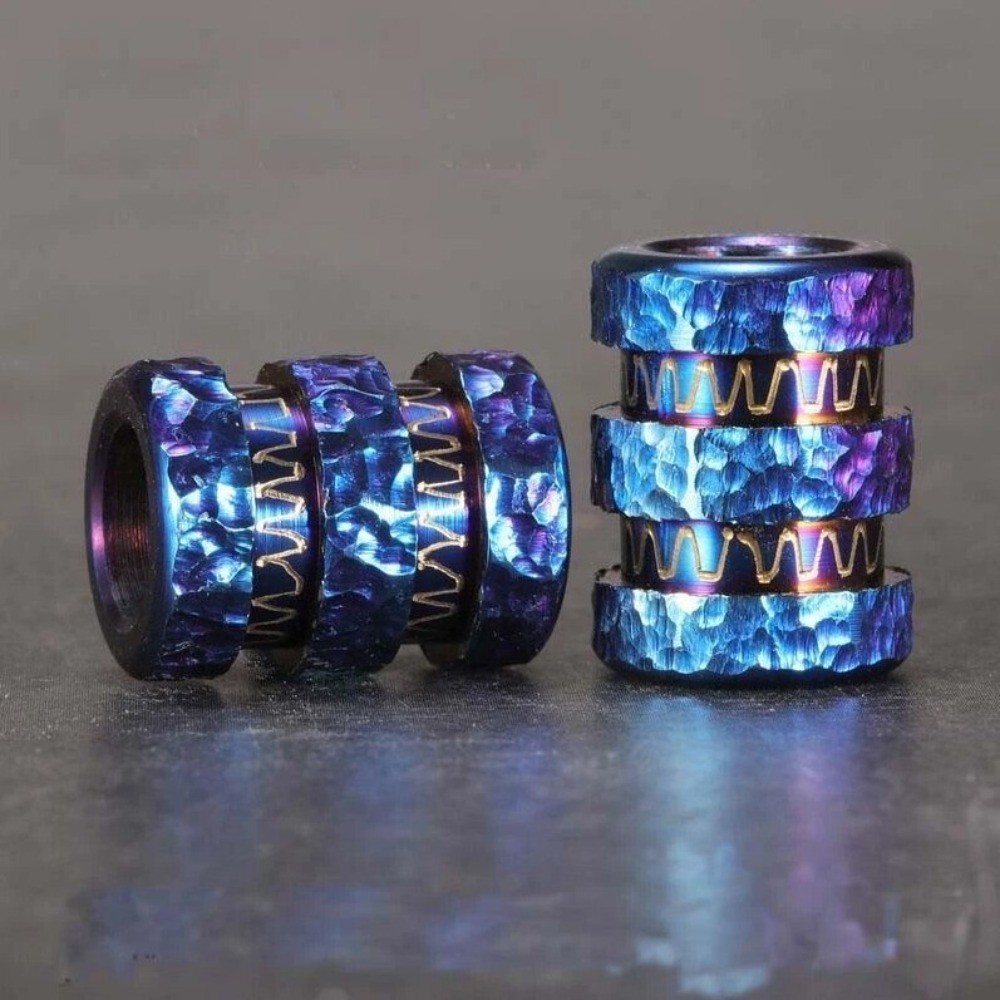 1PC EDC Blue Titanium Knife Lanyard Bead Paracord Bead Jewelry Charm Pendant