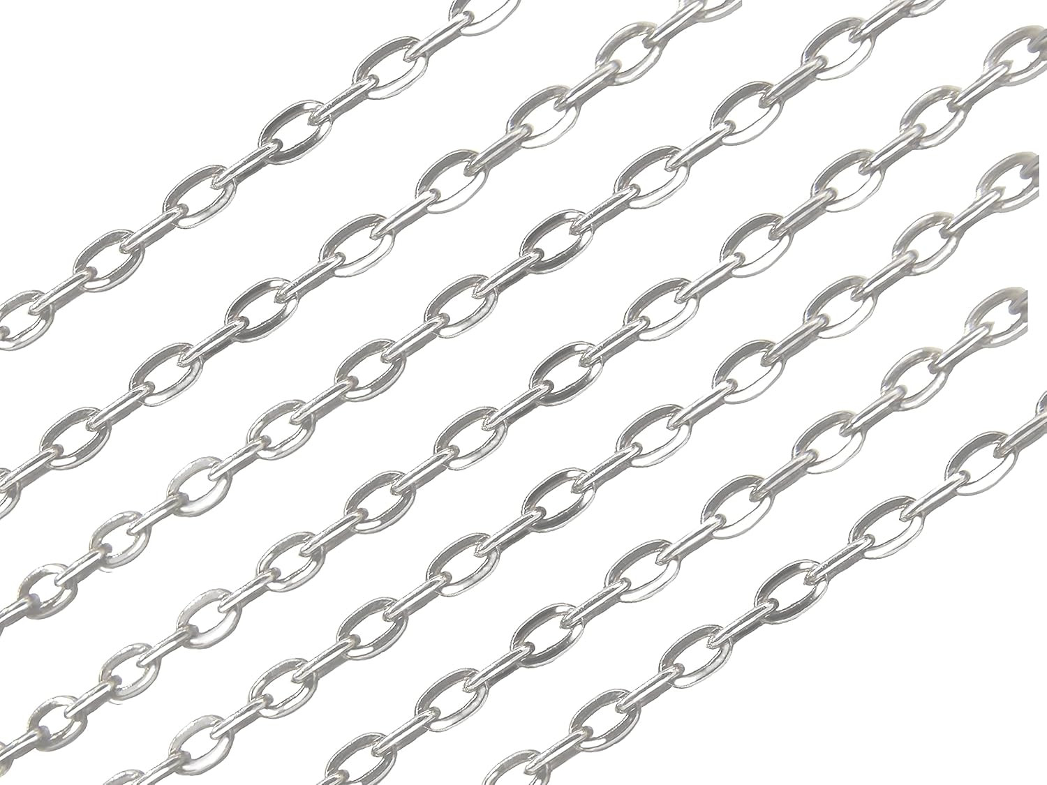 925 Sterling Silver Chain for Jewelry Cable Flat Link 2mm, 3FT