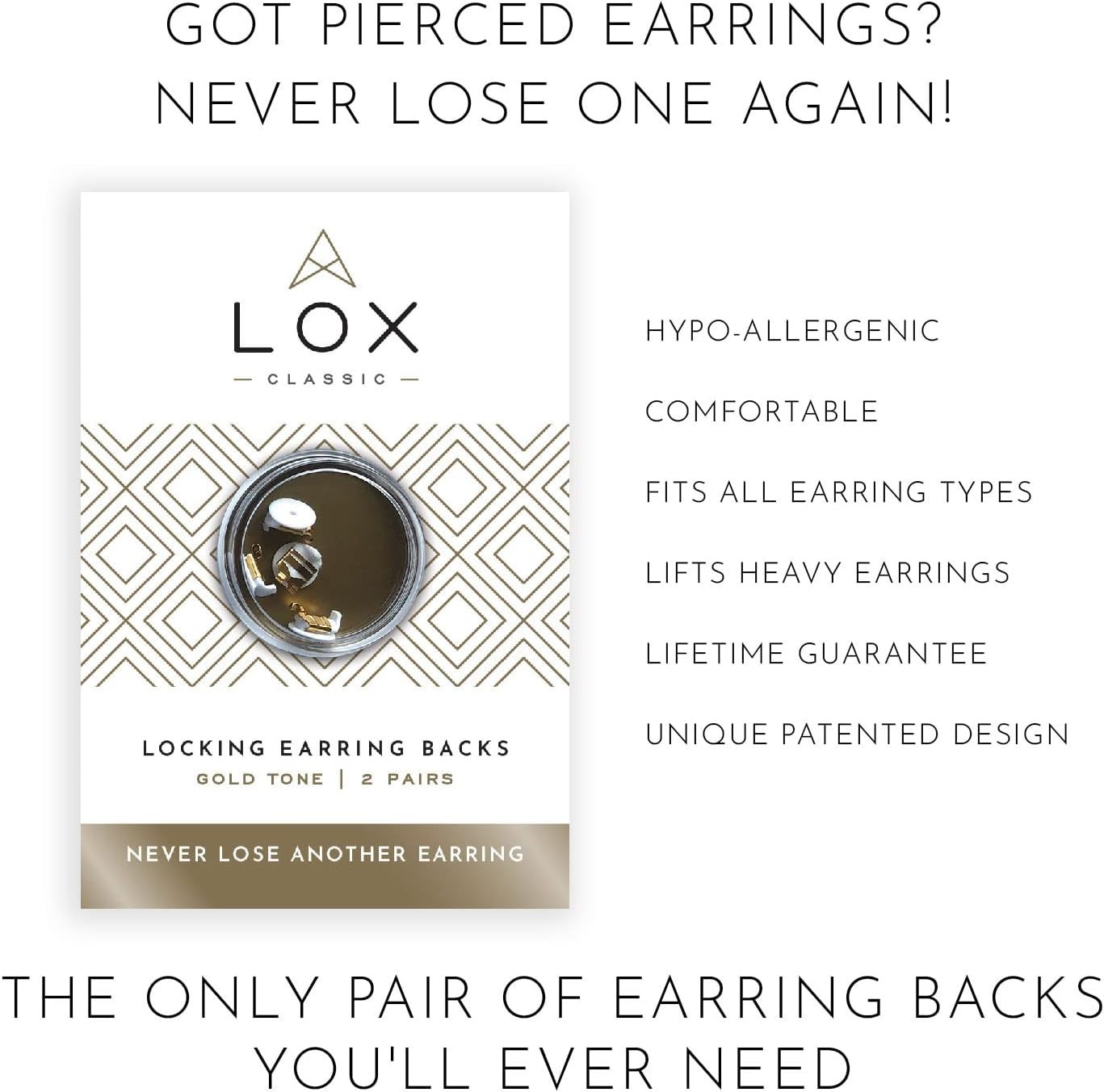 Safe & Easy-to-Use Earring Back Replacements – Gold (2)