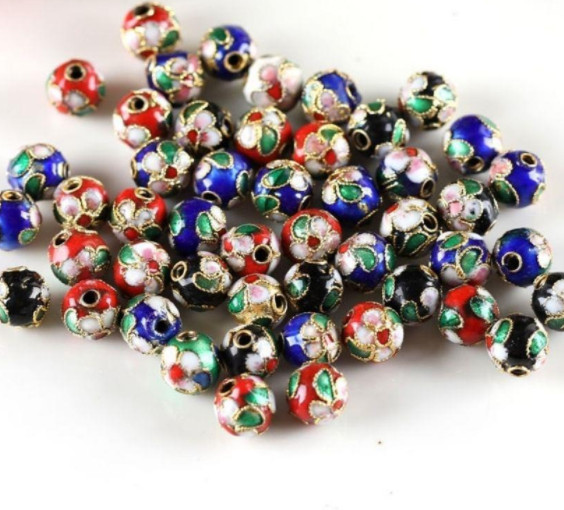 6mm 8mm 10mm 12mm 14mm Cloisonne flower silk Loose spacer copper Beads