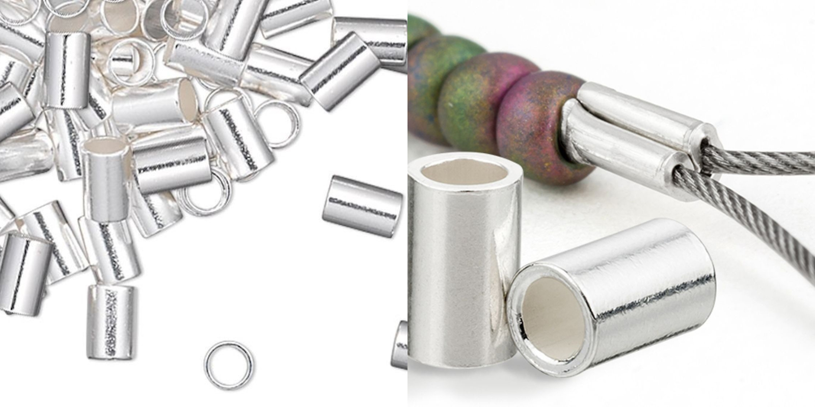 Crimp, 100 Silver Plated Brass 3x2mm Crimp Tube Beads with 1.4mm Inside Diameter