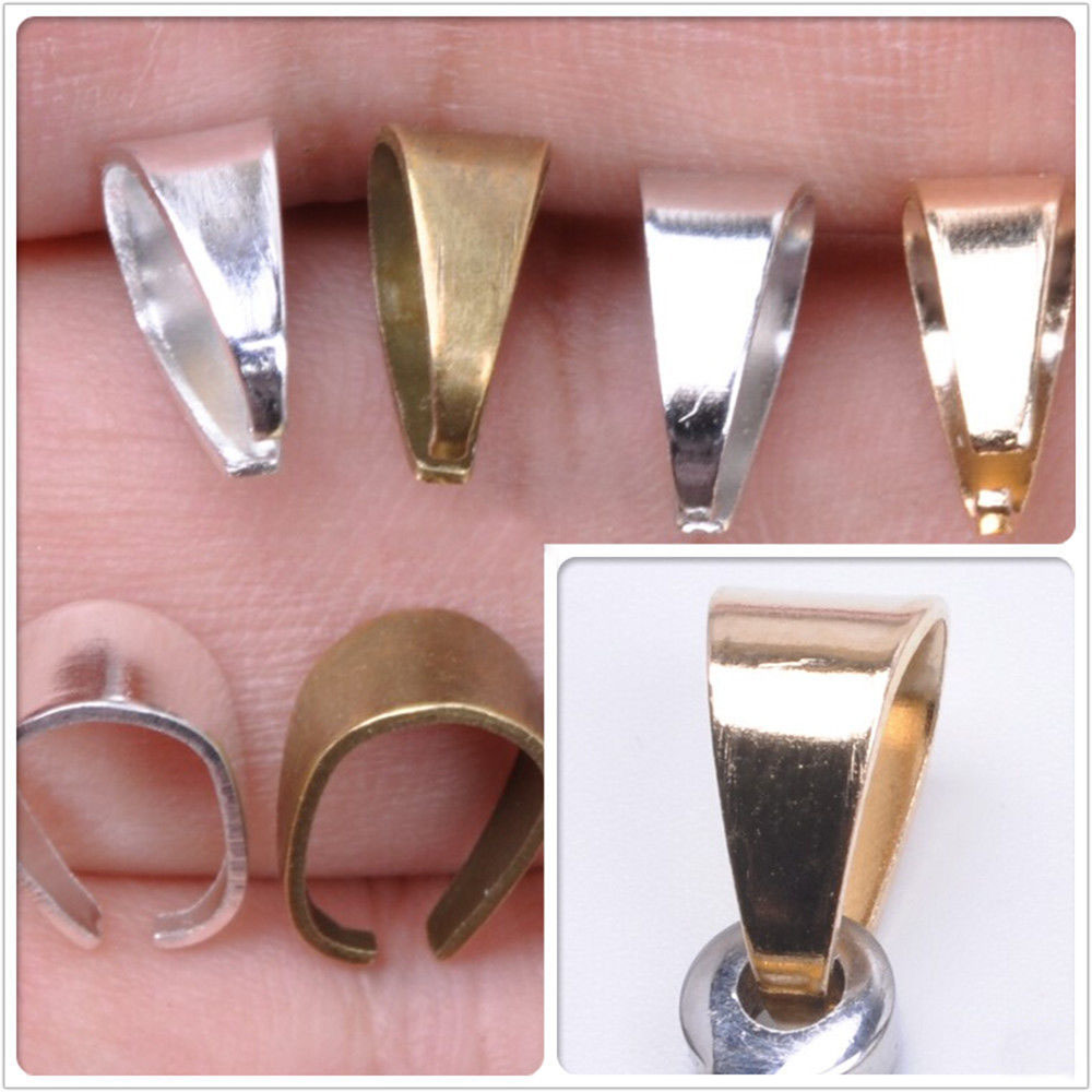Pendant Pinch Clip Bail 8 Plated Colors 925 Sterling or Stainless 6 SIZES
