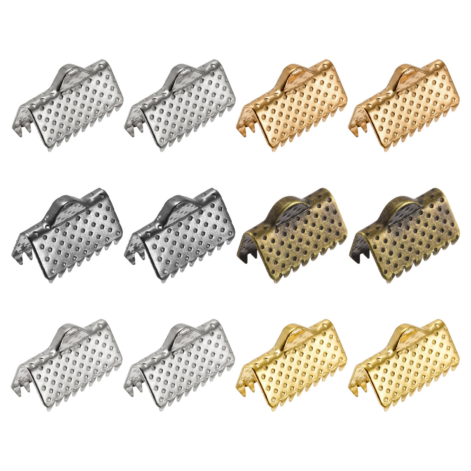 180Pcs Ribbon Crimp Clamp Ends 10mm Cord End Clasp for DIY Craft 6 Colors