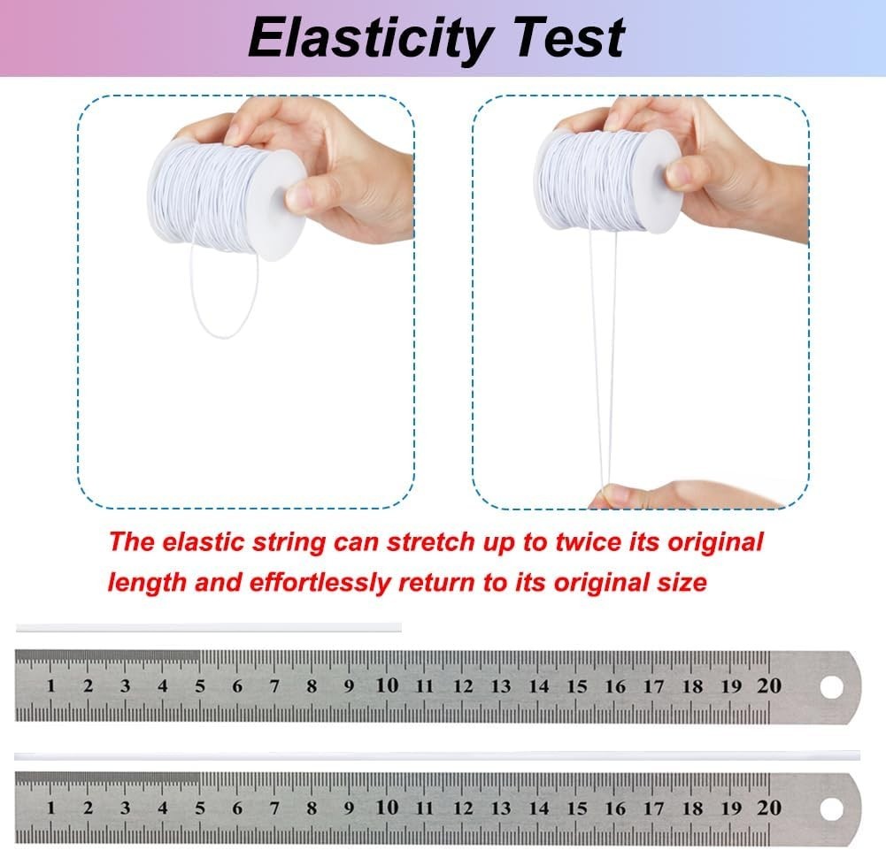 Easy to Use 1mm White Elastic String – 328 Feet for Beading & Jewelry Making