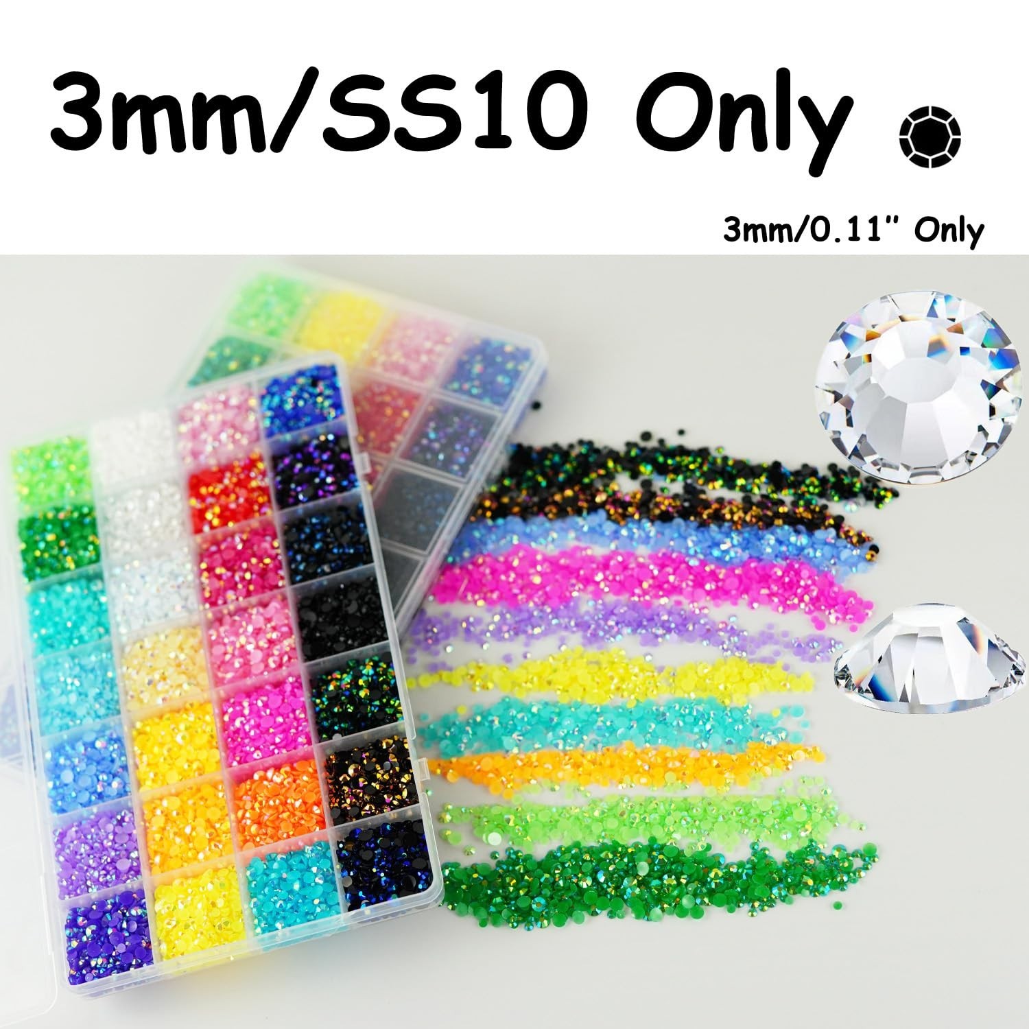 Crafting Essential: 22000pcs 3mm Mixed Resin Rhinestones for Dazzling Creations