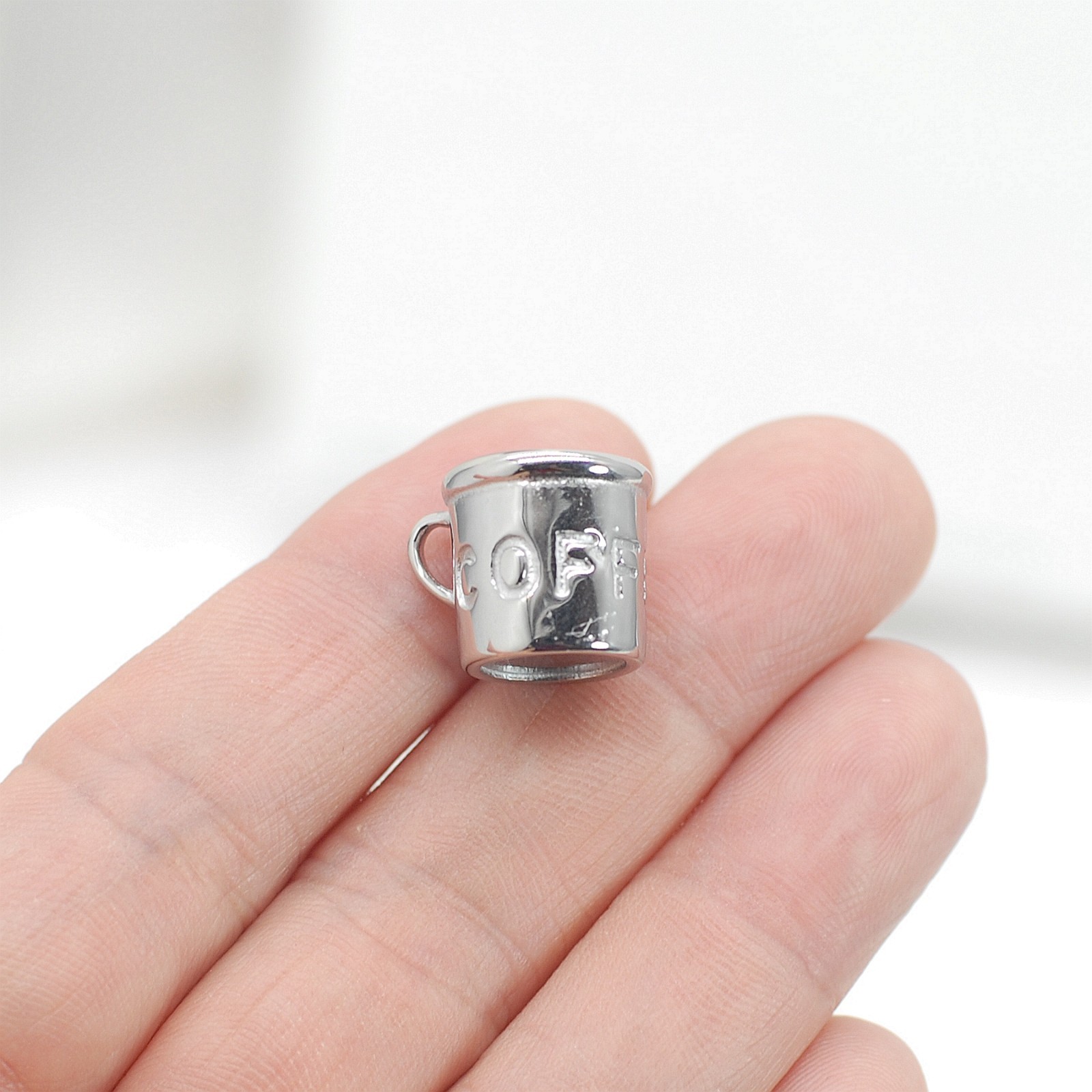 1PC Waterproof 18K Gold Stainless Steel 3D Coffee Cup Charm Pendant GQZ537