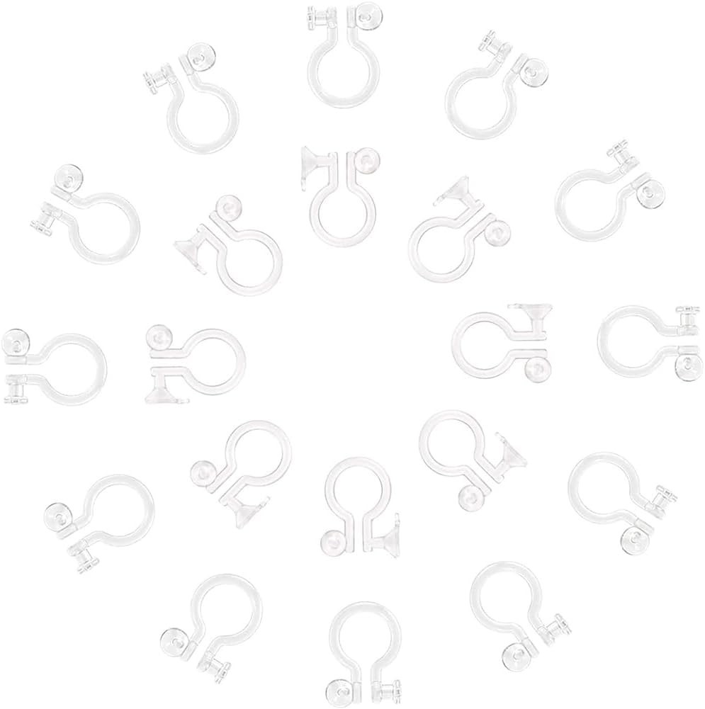 100 Pcs 2 Sizes Clear Plastic Clip-on Earring Converter Component Fit