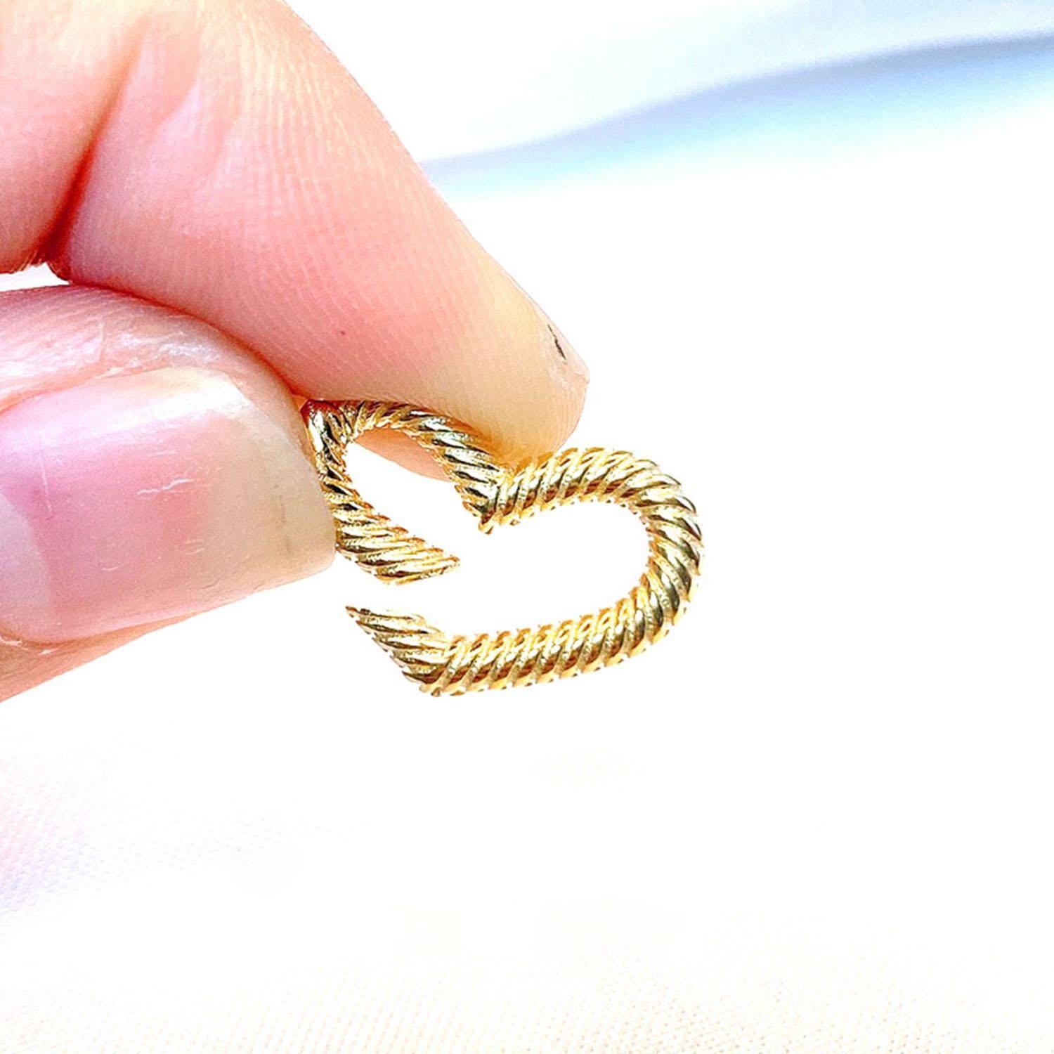 1PC Sterling Silver, 18K Gold Plated Heart Carabiner Clasps, Closure Connector