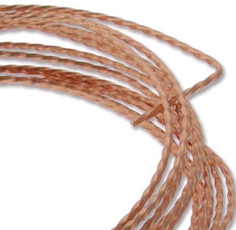 Wire, Twisted SQUARE Non Tarnish Natural Copper 18 Gauge Wrapping Wire 8 Feet