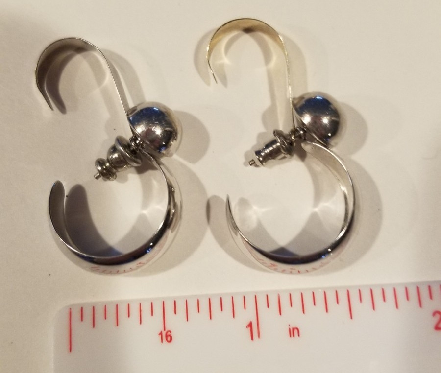 Fine Silver Crescent Moon Dangle Pierced Earrings 2 Sizes 1 Stud Choose