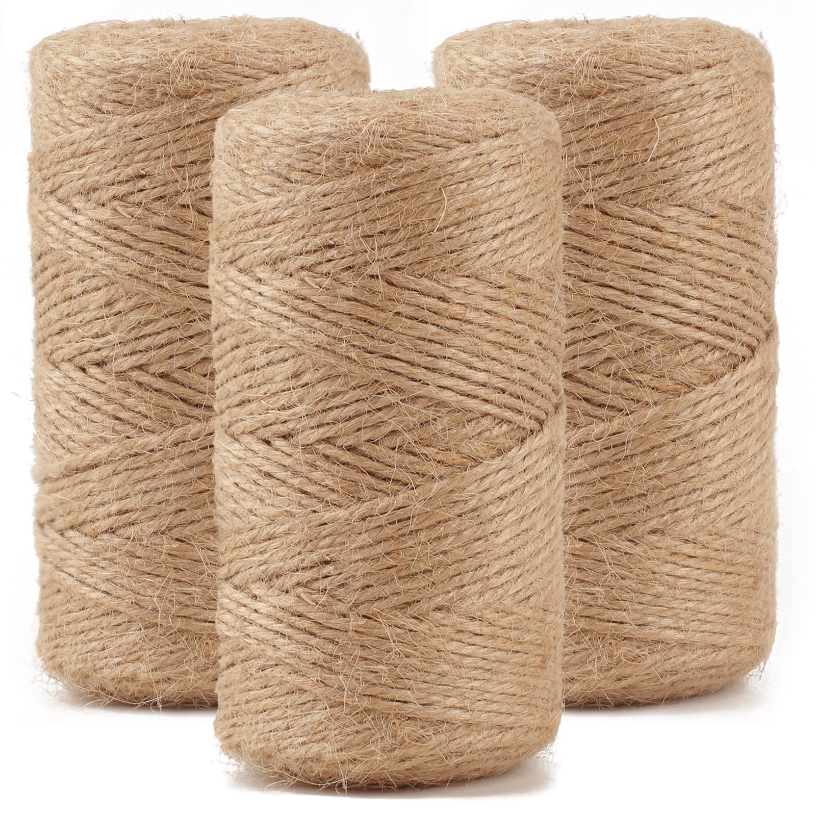 Natural Jute Twine 984 FT 3 Ply Thin Hemp String for DIY Crafts Gift Wrapping