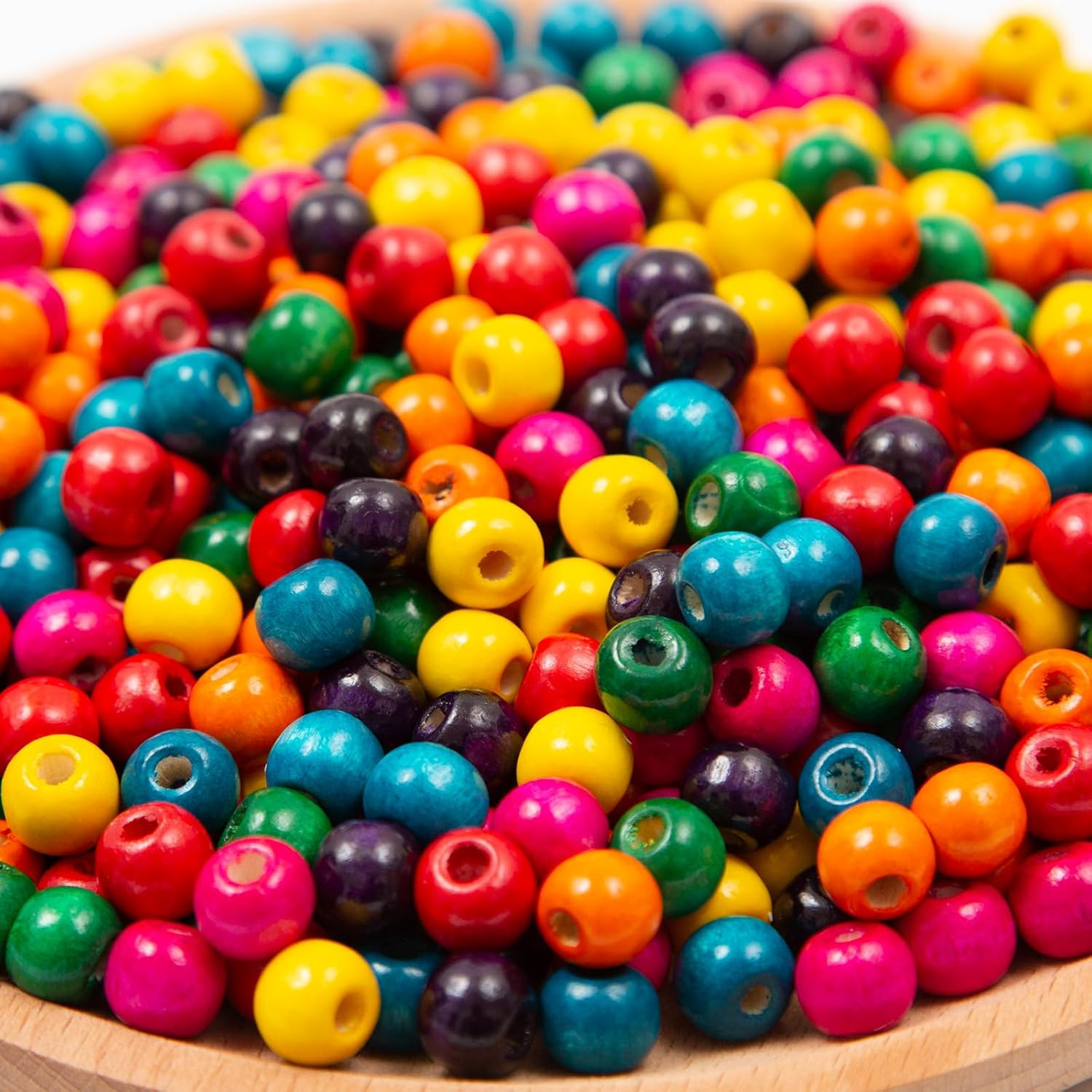 600Pcs Colorful Wooden Beads 10Mm Wood Beads Wooden Loose Spacer Beads