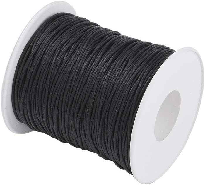 164yard Black Waxed Polyester Cords Round Tiny String Threads DIY Jewelry Making