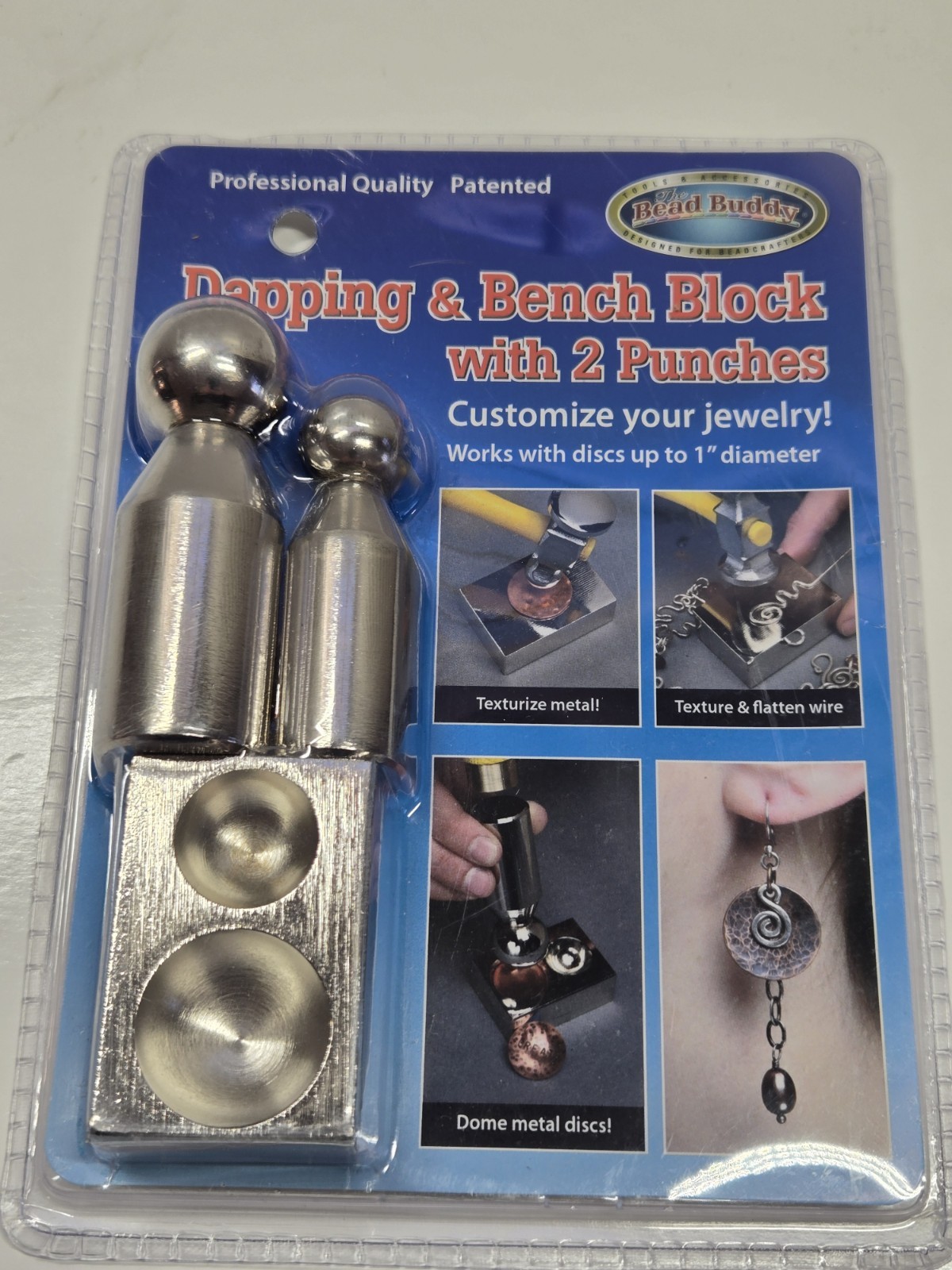 The Bead Buddy – Dapping & Bench Block with 2 Punches – Brand New/Sealed