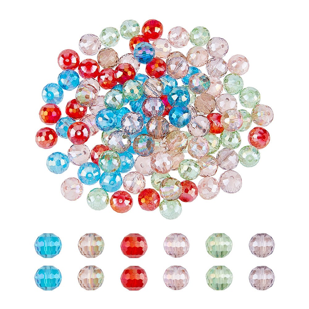1box 120pcs 6 colors Electroplate Transparent Glass Beads Strands AB color