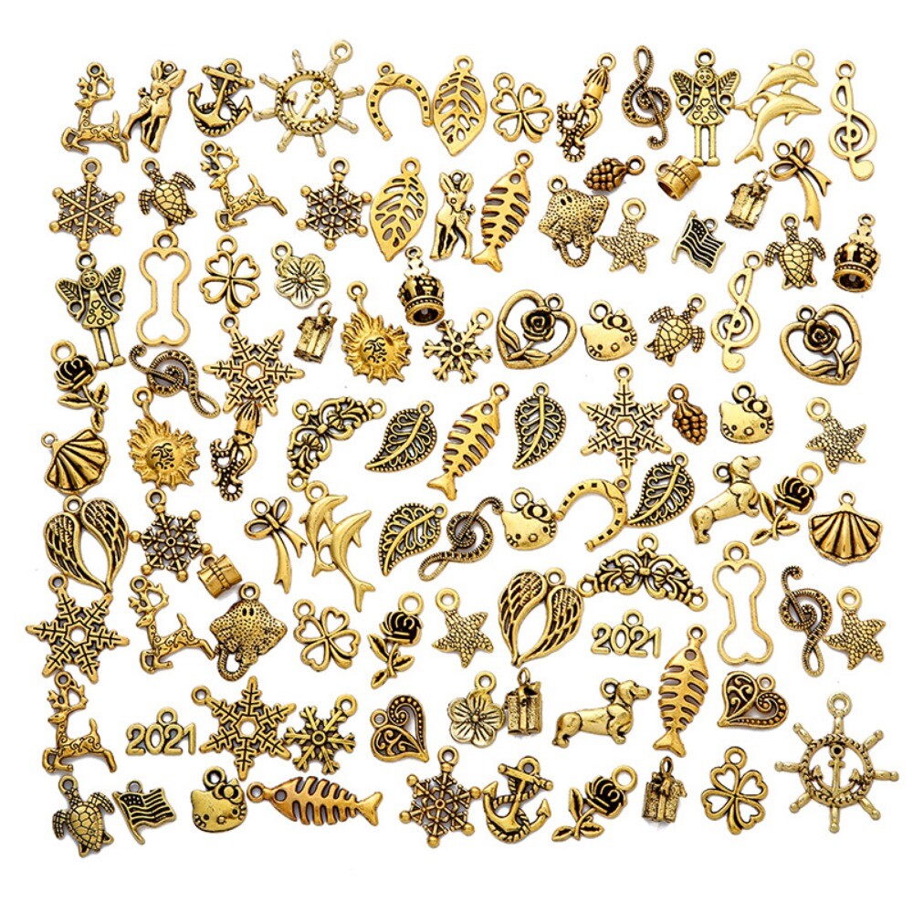 100Pcs Mixed Charms Pendant DIY Jewelry Making Accessory for Bracelet Necklace
