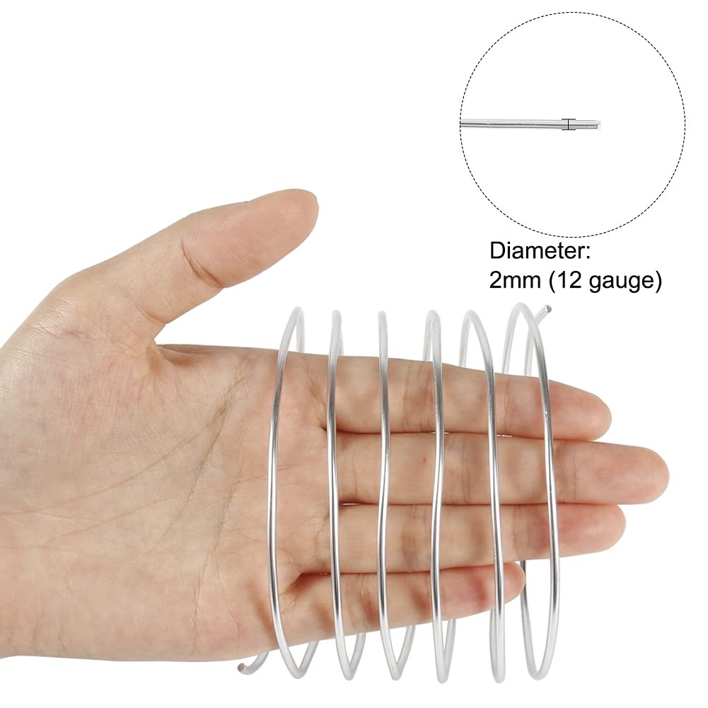 Tenn Well 12 Gauge Aluminum Wire, 100 Feet 2mm Bendable Metal Craft Wire for