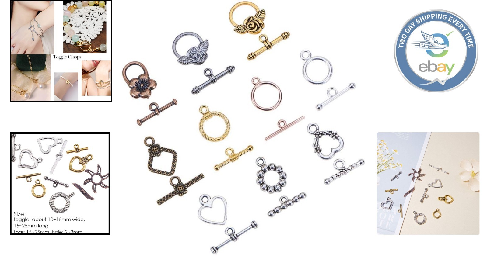 Easy-to-Use 100 Sets Mixed Style Toggle Clasps for Creative Jewelry Projects