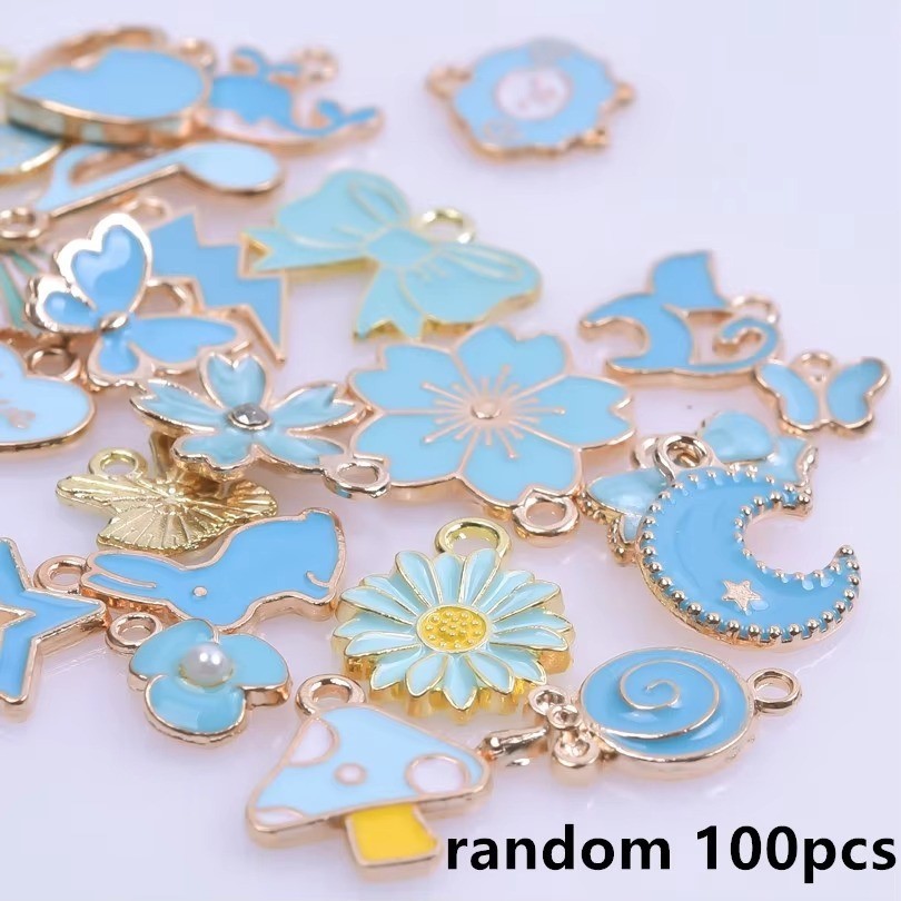 100pcs Random Mix Enamel/Drip Oil Charms For Jewelry Making Bulk Trinkets