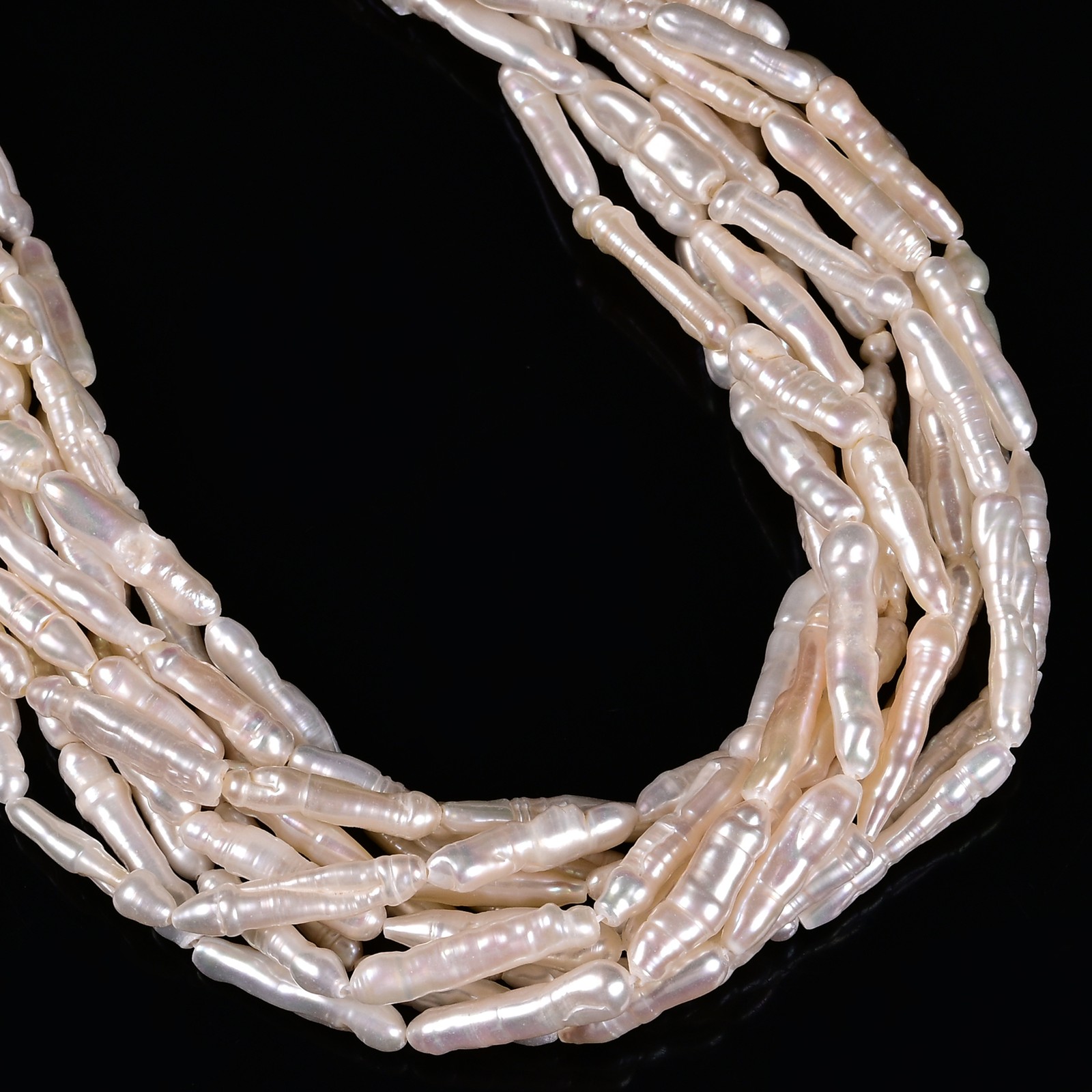 Natural White Fresh Water Pearl Long Stick Shape Beads 4-5×15-20mm 15.5” Strand