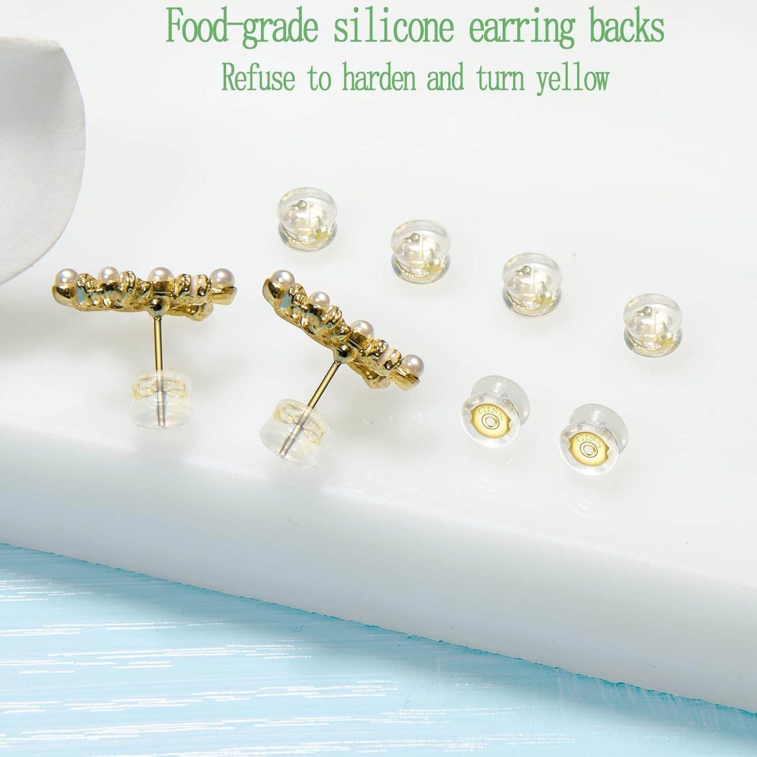 Earring Backs,18K Gold Silicone Earring Backs for Studs/Droopy Ears,Locking S…