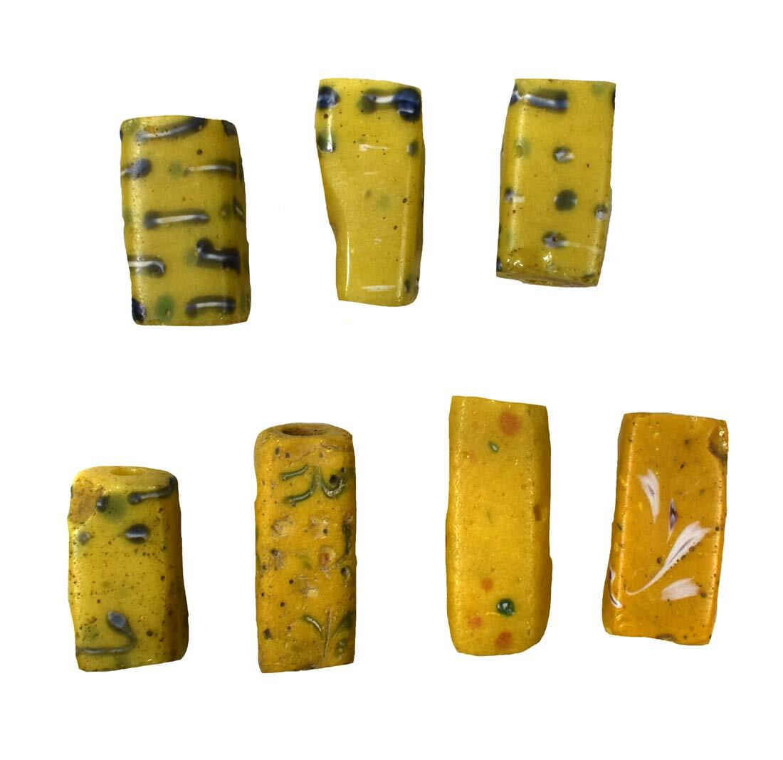 7 Rectangular Venetian Yellow Trade Beads