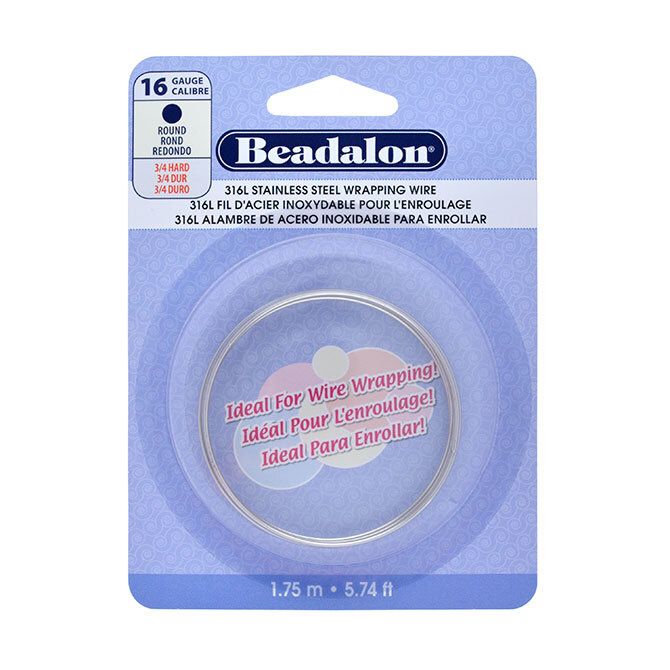 Beadalon® 316L Stainless Steel Wrapping Wire, Round, Choose Gauge and Length