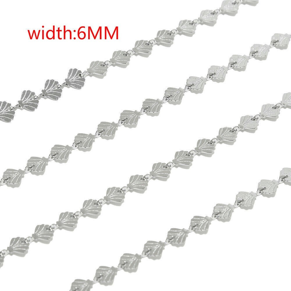 1meter stainless steel silver shell shape chain findings 6mm