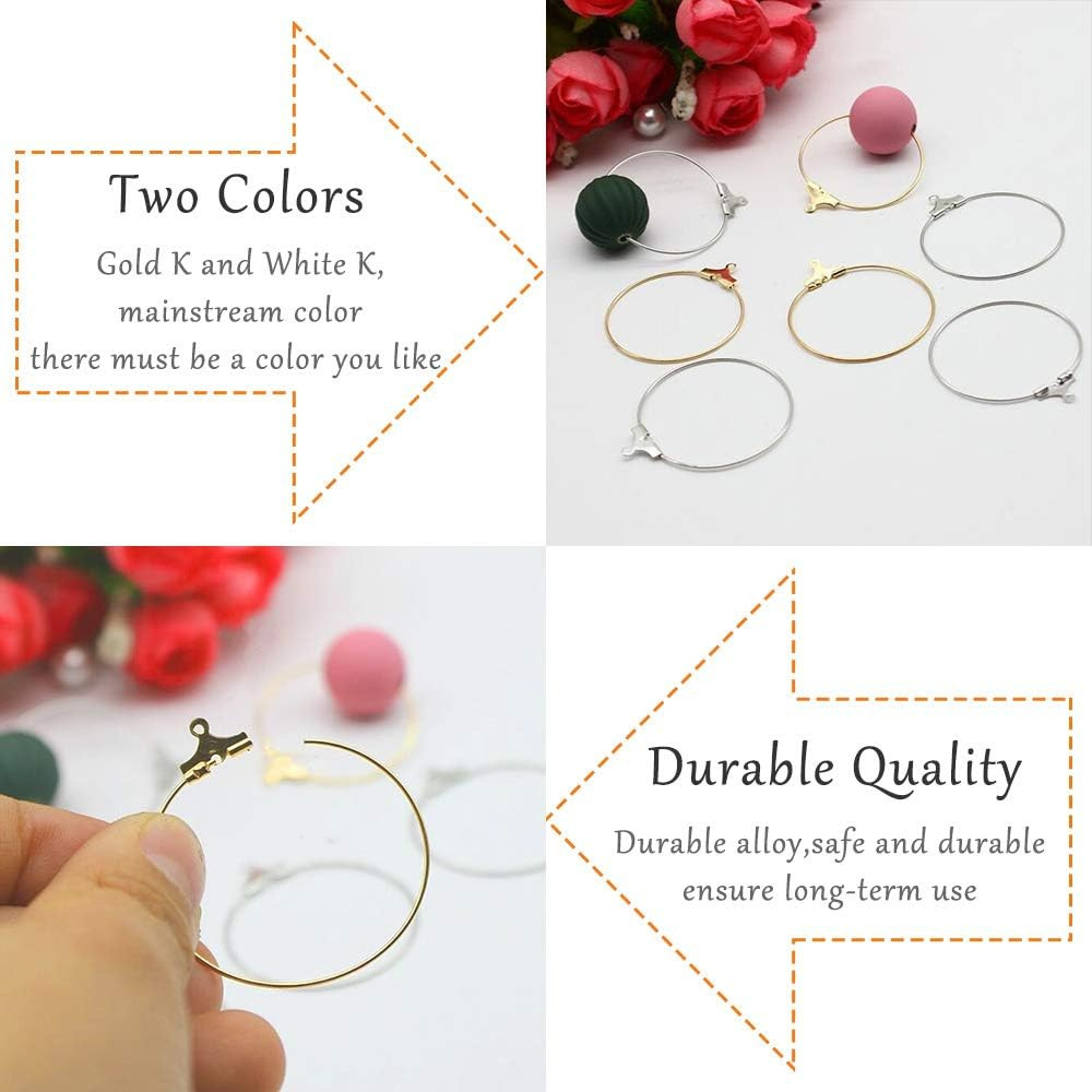 80Pcs Beading Hoop Earrings for Jewelry Making,Round Beading Hoops Earrings Bulk