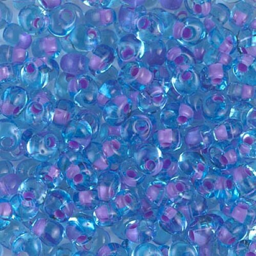 F47, LAVENDER LINED Aqua, 10g, 4mm Magatama, Miyuki drop/fringe beads, (m-28)