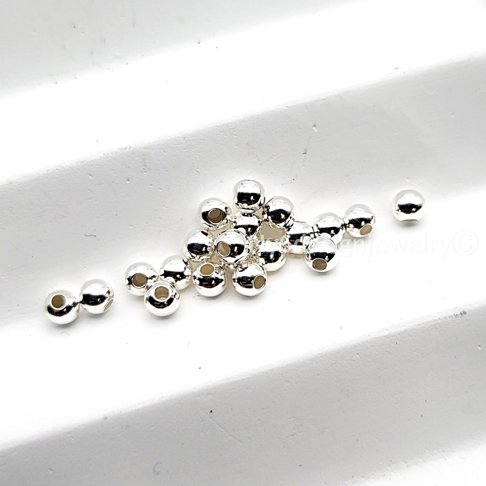 3mm 20pcs Sterling Silver .925 Round Spacer Beads Seamed Smooth Tiny Beads