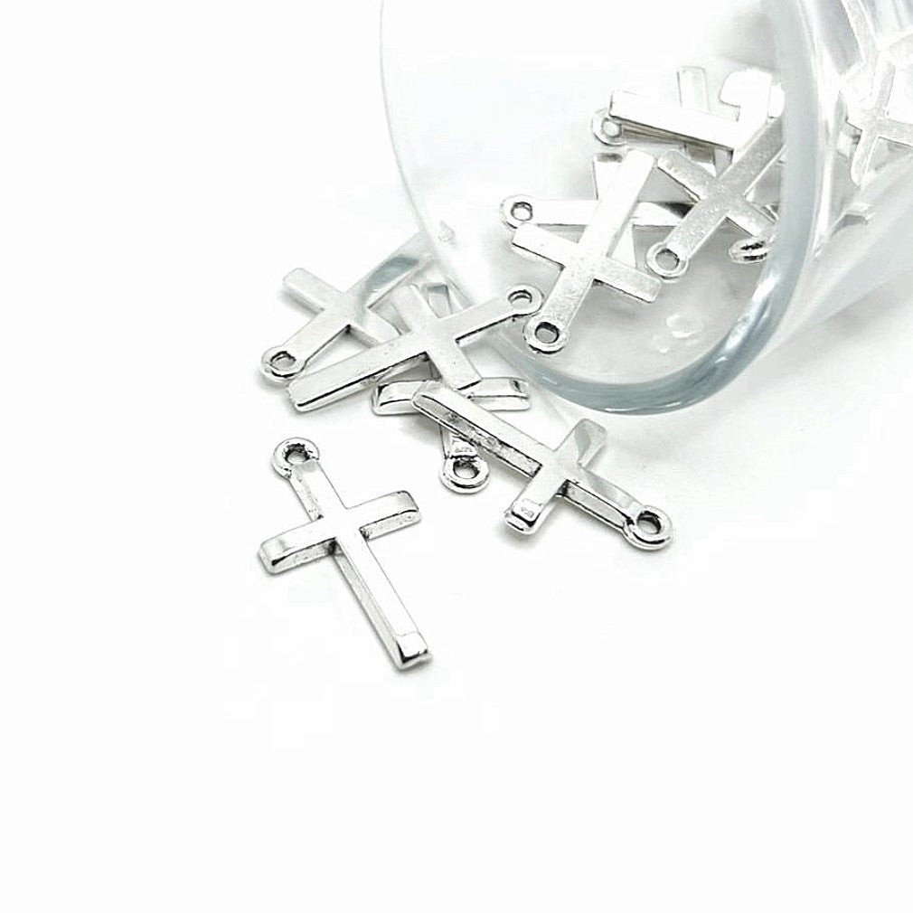 Silver Simple Cross Charms, 24x14mm – US Seller