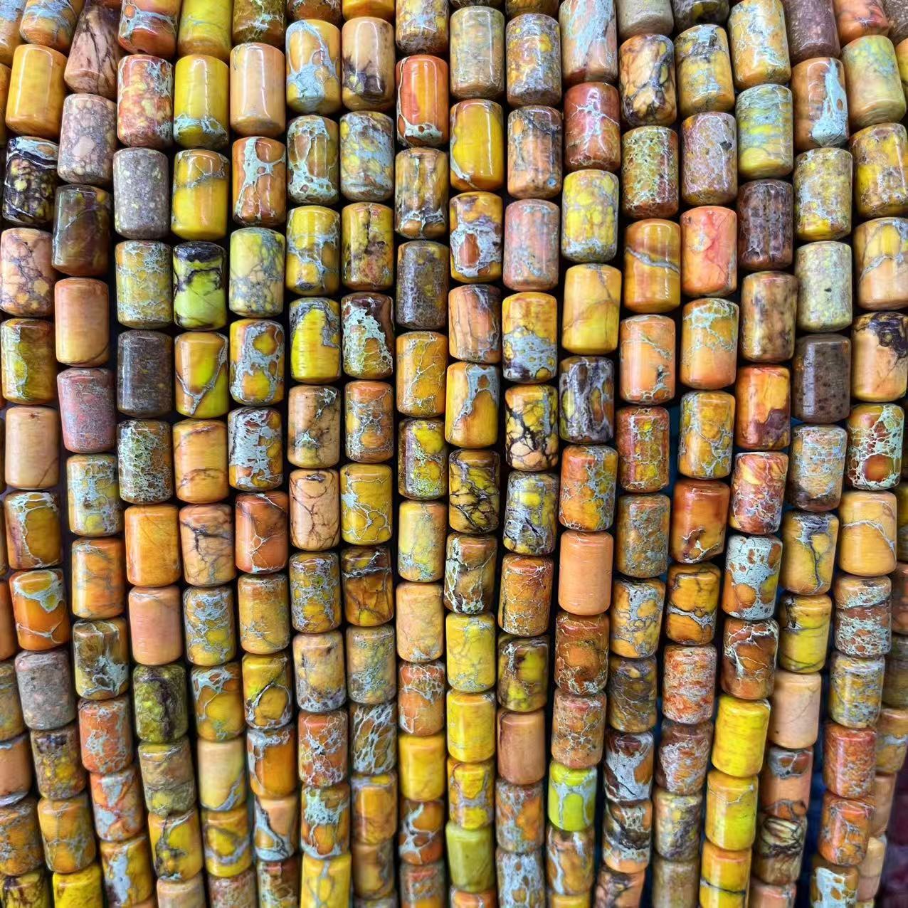 6x10mm Cylinder Natural Imperial Jasper Bucket Shaped Beads for Jewelry Making
