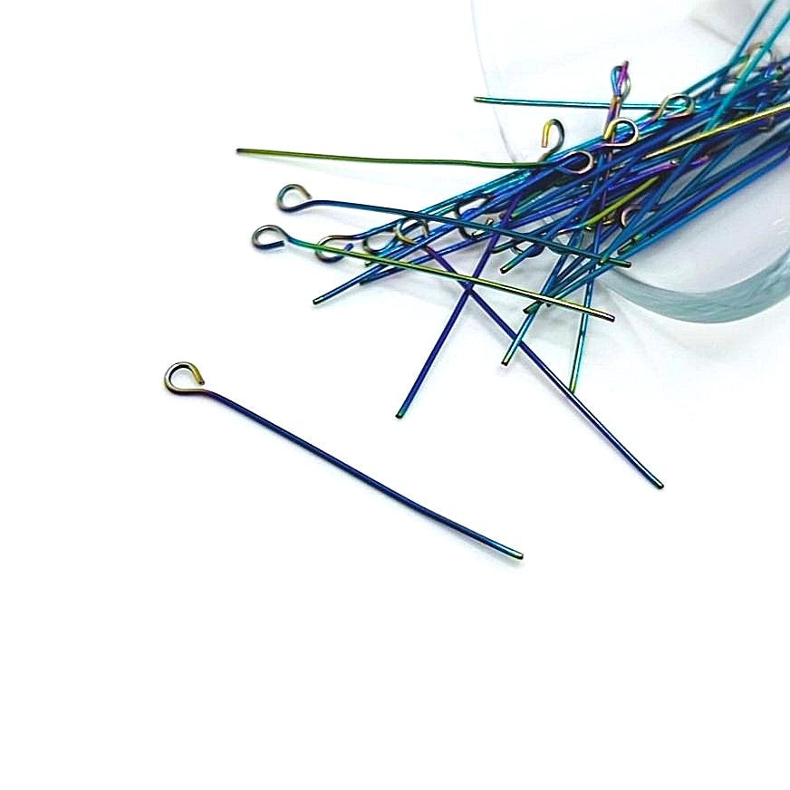 201 Stainless Steel Rainbow Oil Slick Eye Pins, 35mm – US Seller