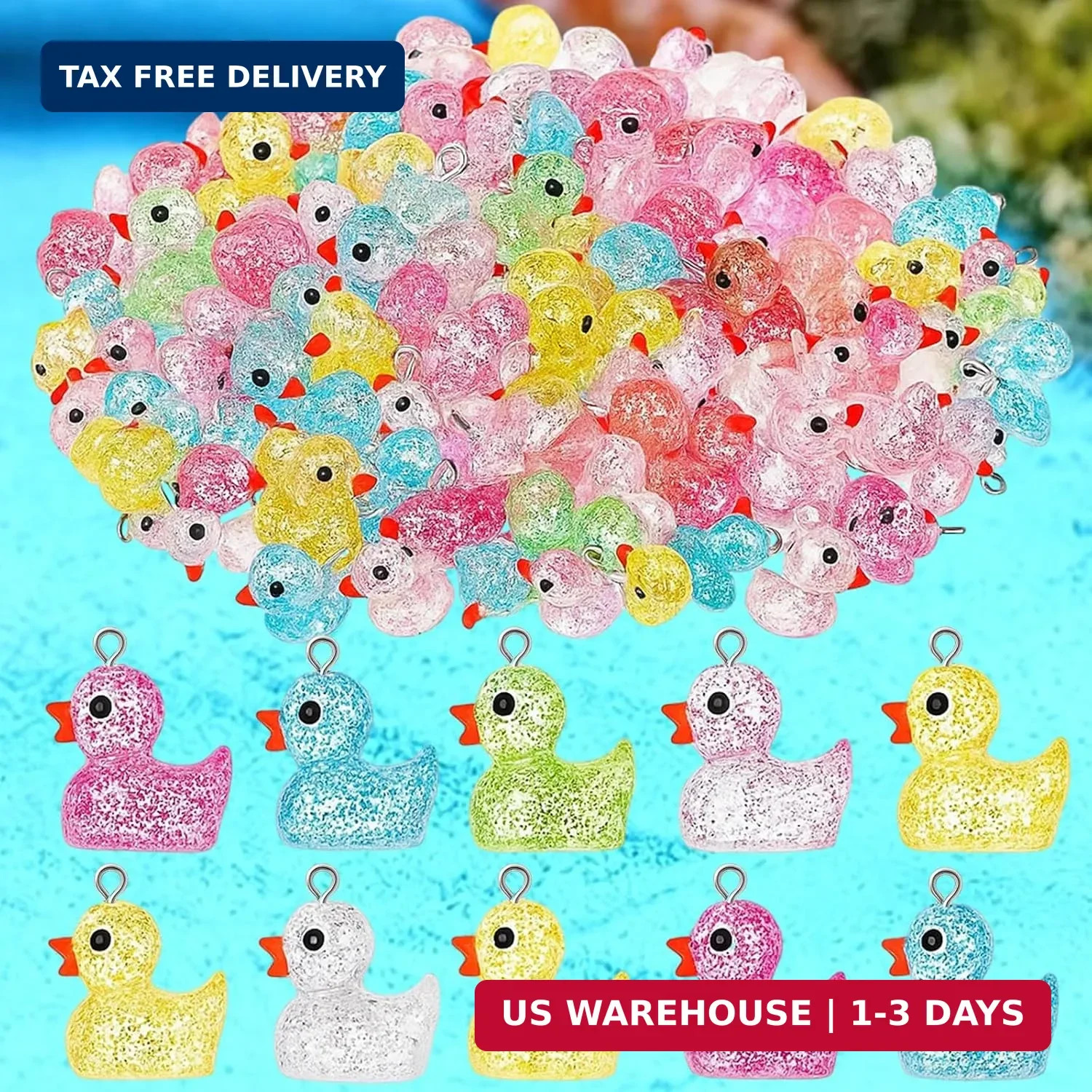 Jetec 40 Pcs Mini Resin Duck Charms Pendants Findings Beads for Women Adult Jewe