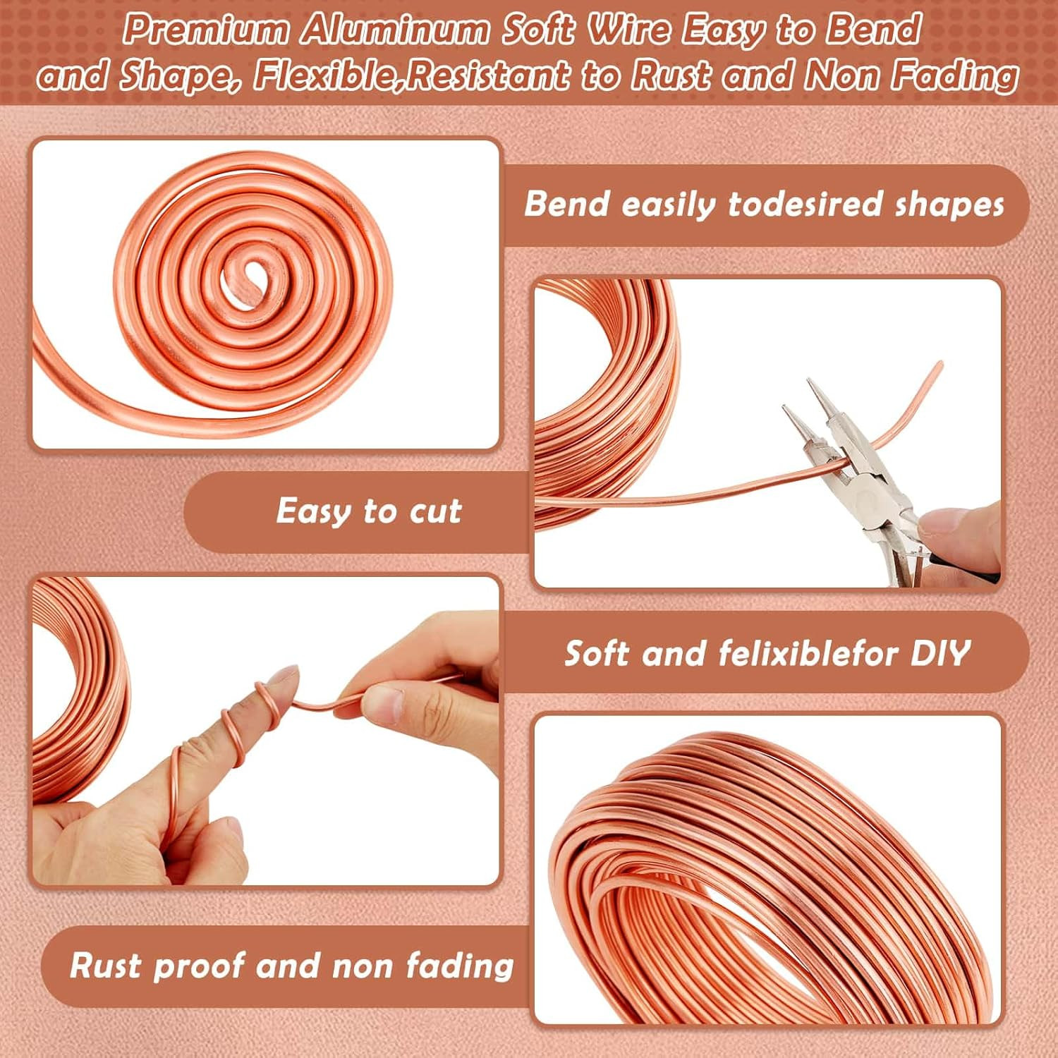 Aluminum Wire, 9 Gauge Craft Bendable Armature Thick Wire for Wreath, Jewelry M