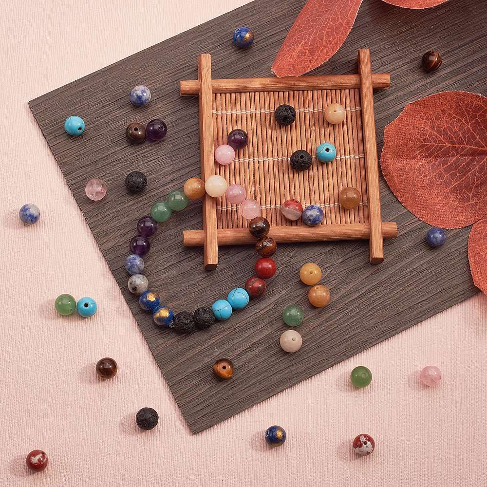 200x Gemstone Round Loose Crystal Spacer Beads Stone for DIY Jewelry Making