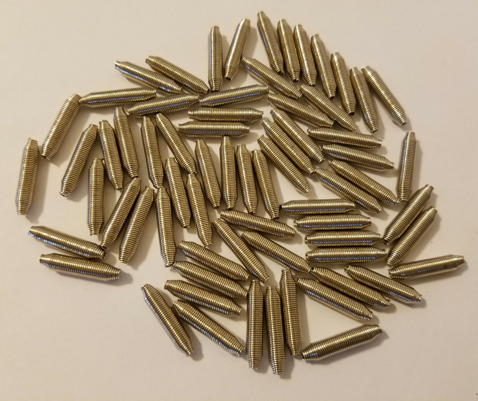 100 pcs Silver Tone Metal Coil Spring Spacer Beads 22mm x 5mm Tube Jewelry Craft