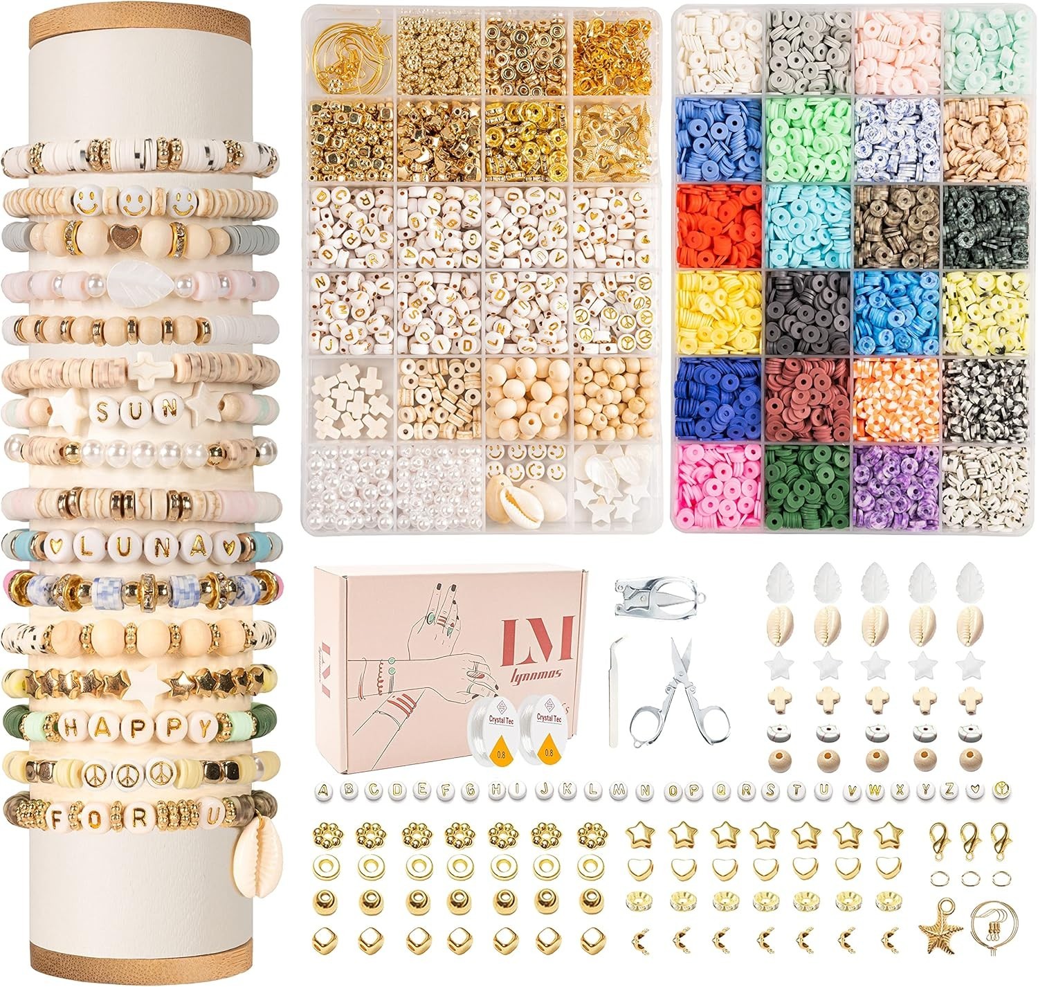 Complete Jewelry Making Set – 8000 Pcs Vibrant Clay Beads with Alphabet Charms