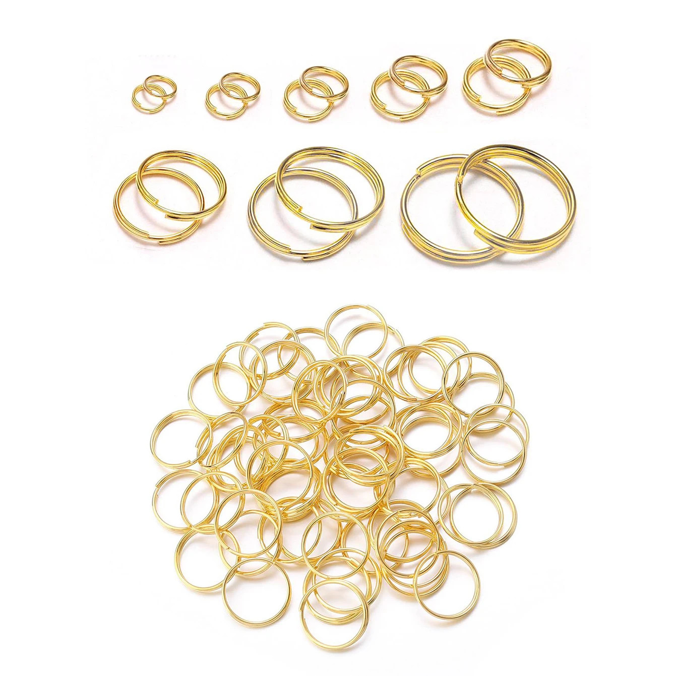 50-200PCS 4-20Mm Open Jump Rings Double Loops Gold Color Split Rings Connectors
