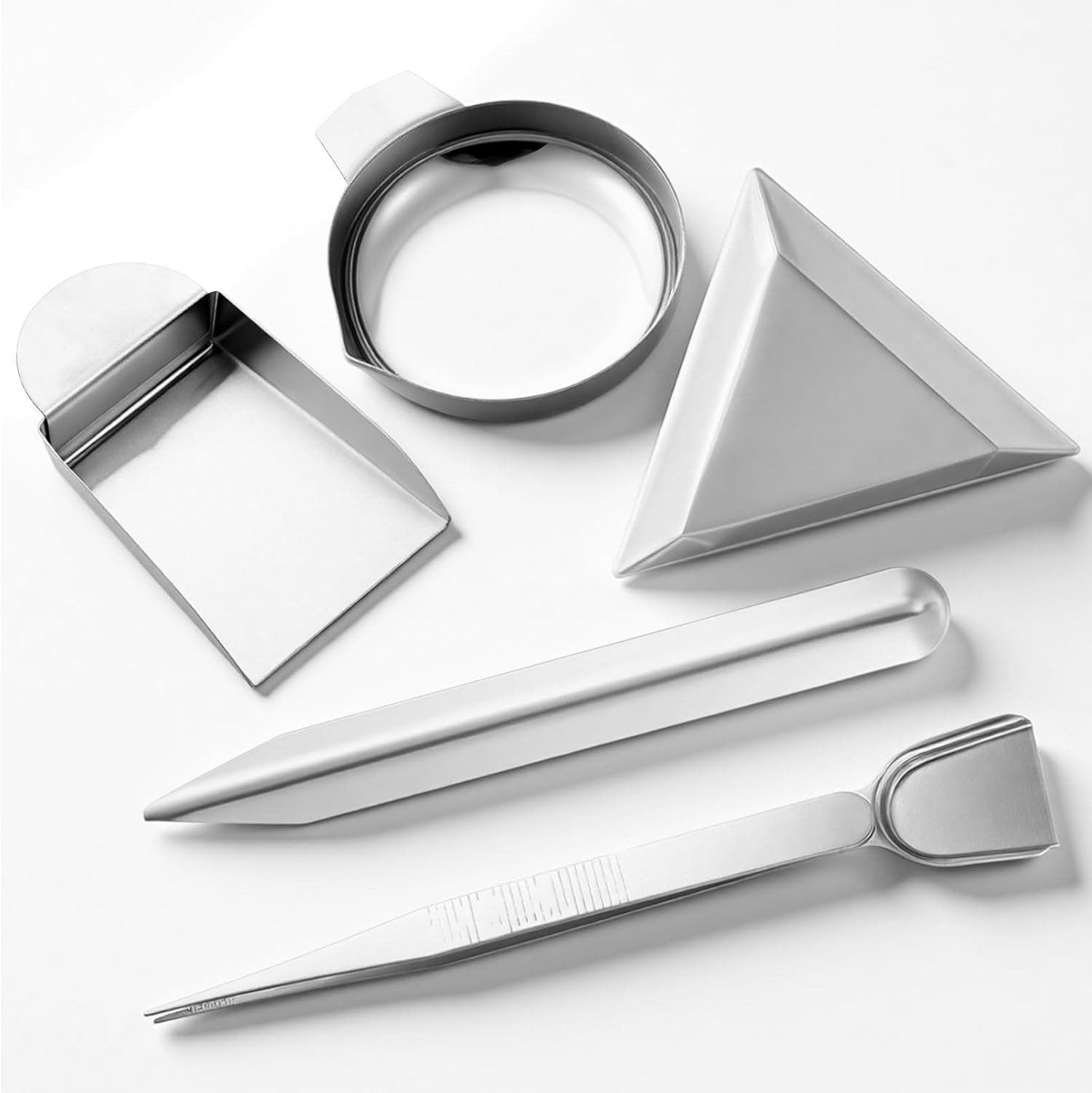5-Piece Jewelry Bead Scoop Set with Stainless Steel Tweezers and Sorting Trays