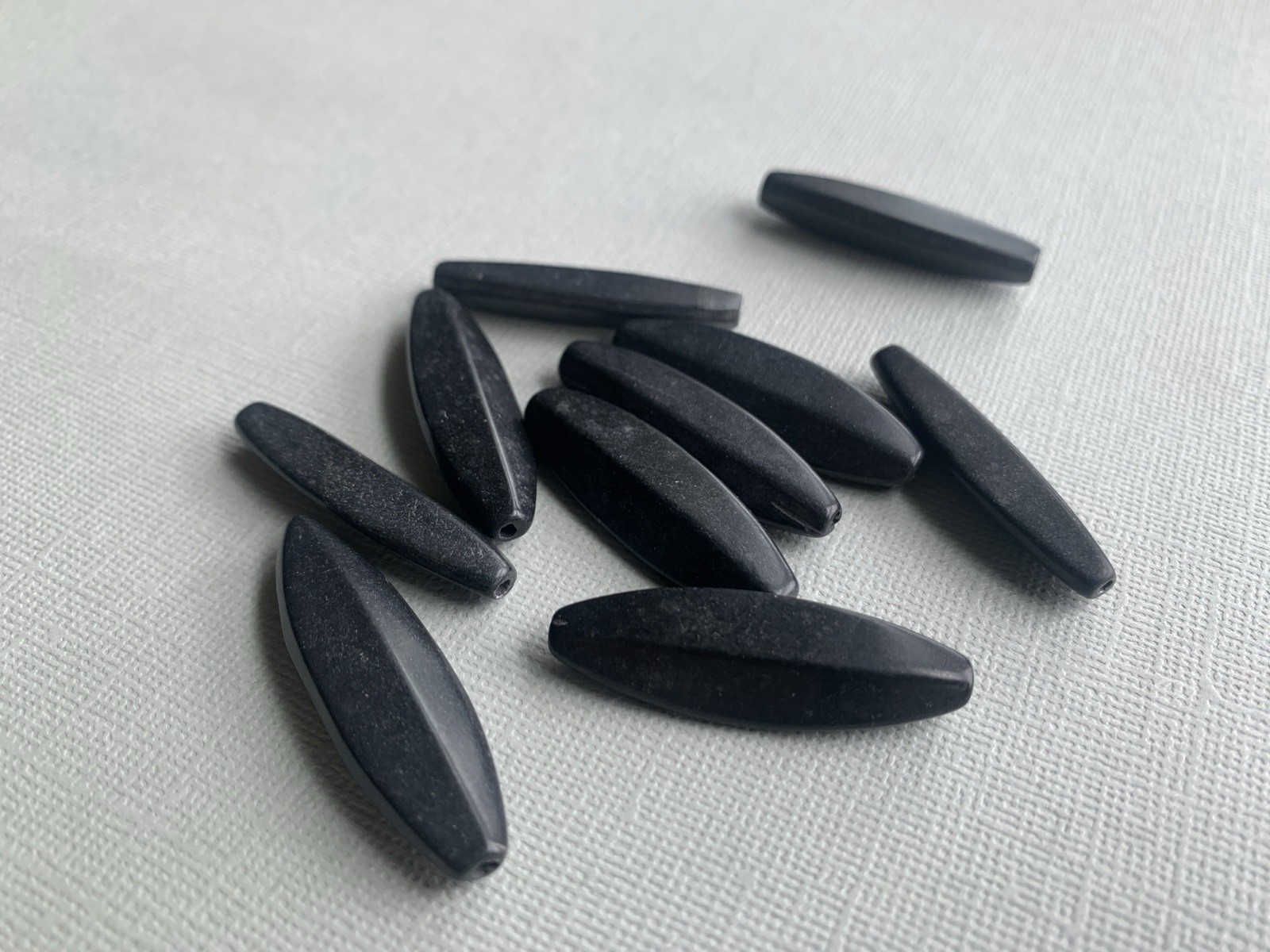 Matte Black Onyx Beads Long Loose (10)