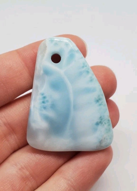 Natural Larimar Pendant Focal Bead 37x29mm