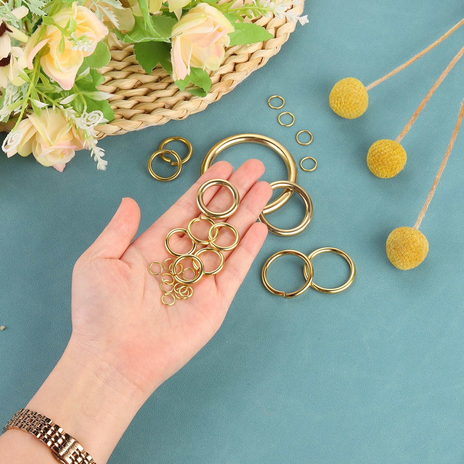 25Pcs Open Jump Rings 15mm/0.59″ Brass Jump Ring Connectors 1.5mm Thick O Rings