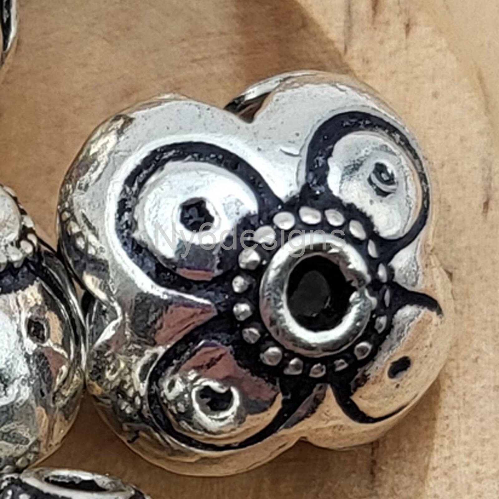 ONE Sterling Silver Bali Spacer Beads 13x10mm Rondelle .925 Lovely Bead Jewelry