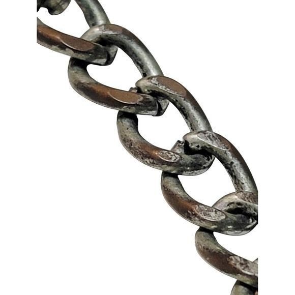 Vintage Silver Tone Chunky Necklace 20″ Acrylic Nugget Bead Chain Necklace
