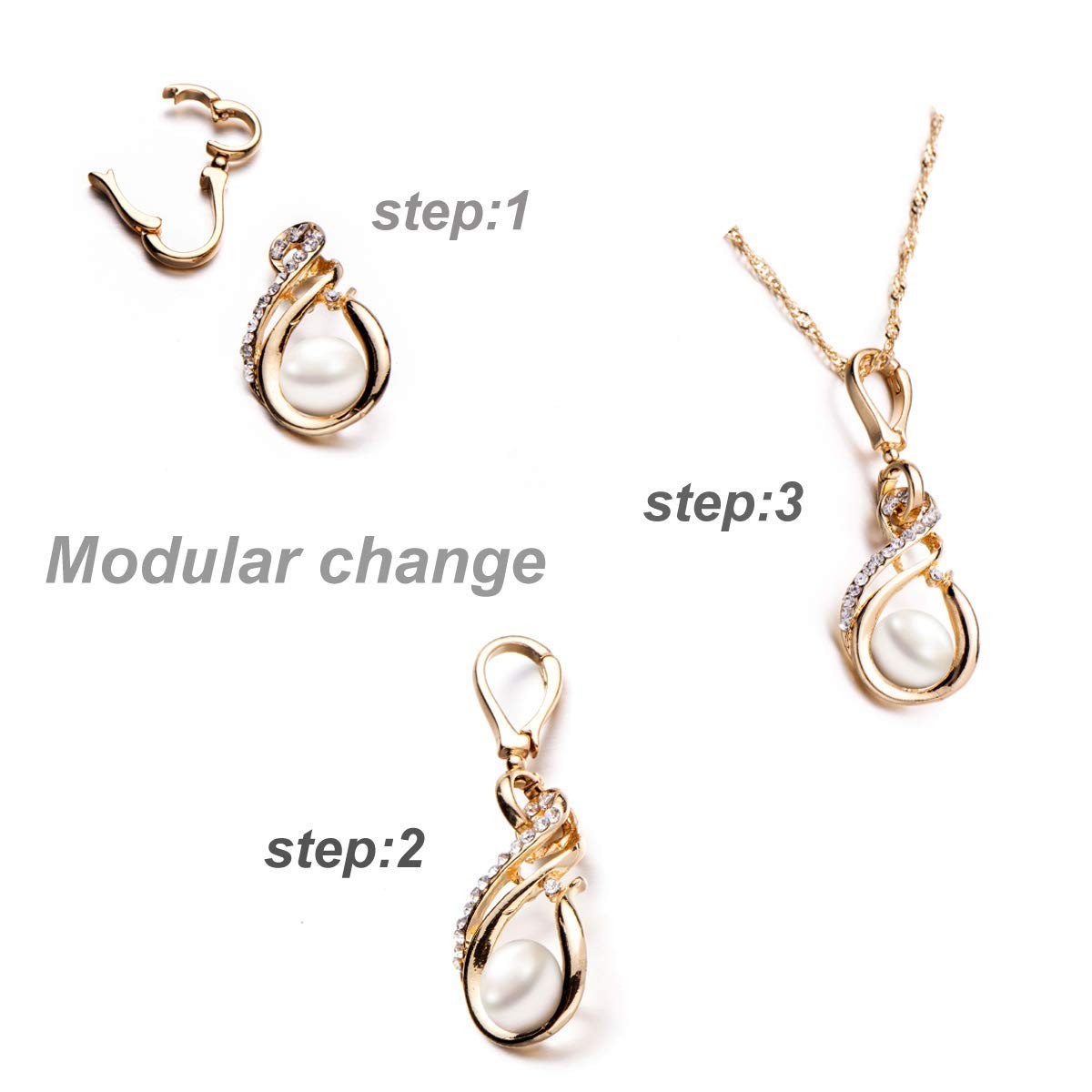 Double Opening Interchangeable Pearl Enhancer Connector Rose Gold,Silver