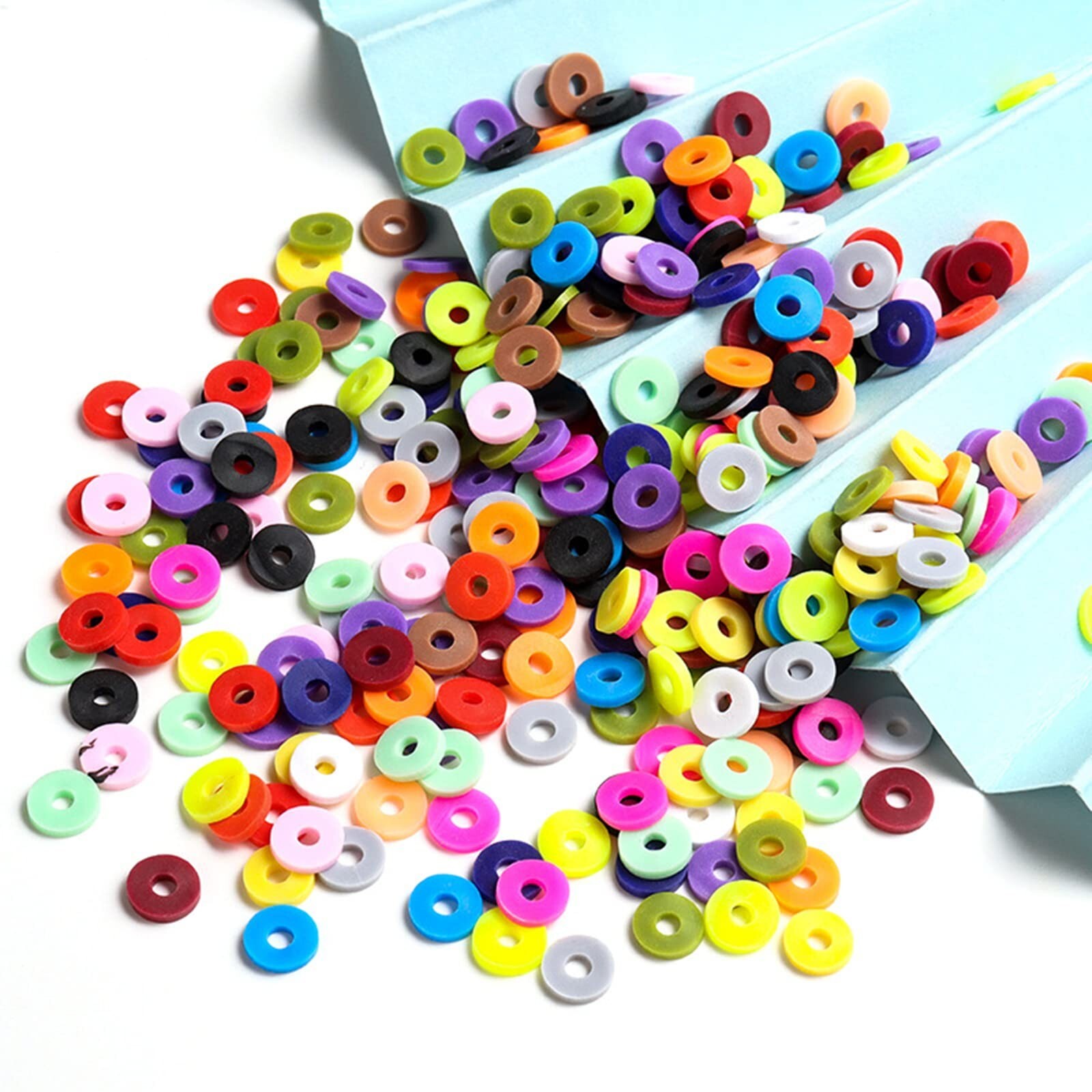 Amaney 1050pcs Red 6mm Heishi Beads Polymer Clay Beads for Valentine’s Day Je…