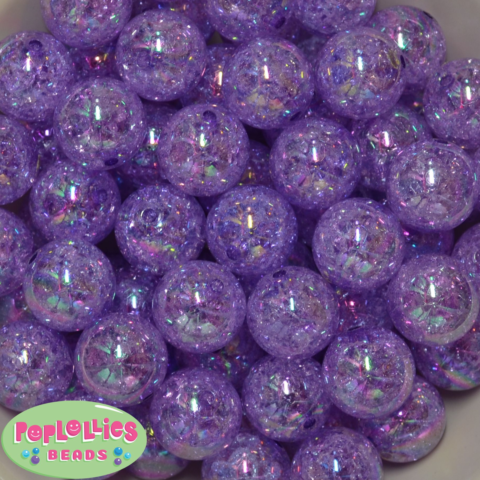 20mm Purple Crackle Style Acrylic Chunky Bubblegum Beads 20 pc