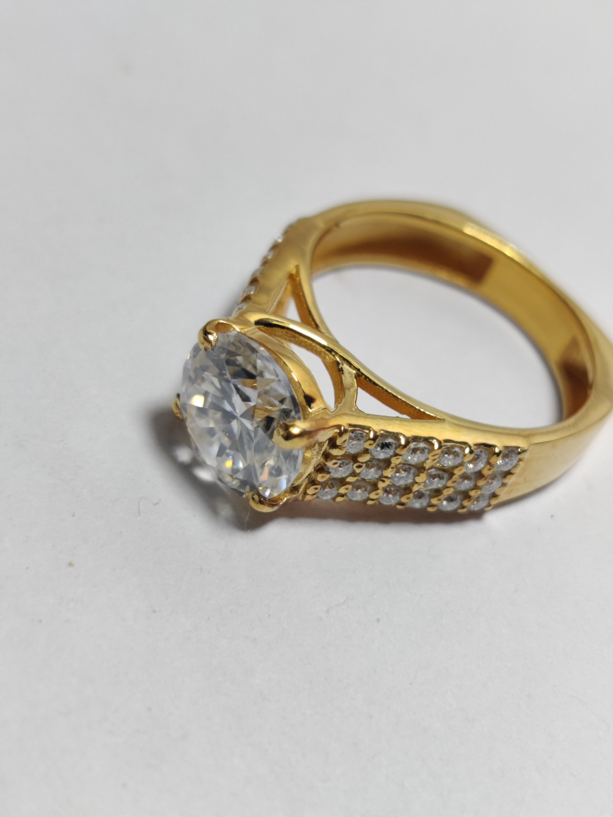 2ct 8mm Moissanite Engagement Ring 925 Sterling Silver 14K Gold Plated Wedding .